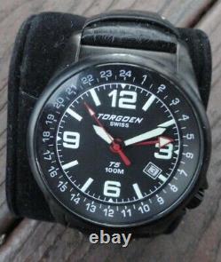 Torgoen T5 Swiss Quartz GMT Leather Strap Pilot Watch