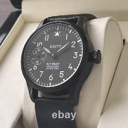 Unity Fly Pilot Mechanical Manual Wind Aviator Black Men's Wristwatch 42mm