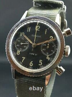 Vintage 1968 Dodane Type 21 French Military Pilots Flyback Chronograph