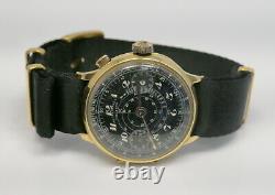 Vintage Bovet Lowenthal Chronograph Solid 18K Yellow Gold 17 Jewels Pilot Watch