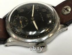 Vintage Eterna Majetek Military Pilot's Wrist Watch Gilt Dial 37mm Staybrite
