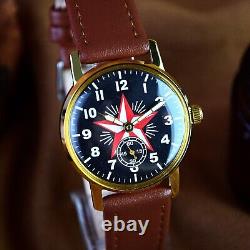 Vintage Military Watch Pobeda Red Star Antique Soviet Pilot Mechanical Watch