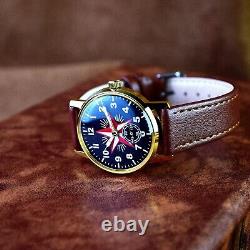 Vintage Military Watch Pobeda Red Star USSR Pilot Aviation Mechanical Wristwatch