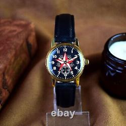 Vintage Military Watch Red Star USSR Pilot Aviation Mechanical Wristwatch Pobeda