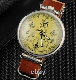 Vintage Molniya Watch Masonic Mechanical Soviet Russian USSR Molnija Men Leather