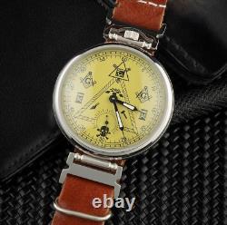 Vintage Molniya Watch Masonic Mechanical Soviet Russian USSR Molnija Men Leather