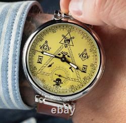 Vintage Molniya Watch Masonic Mechanical Soviet Russian USSR Molnija Men Leather