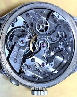 Vintage Swiss One Button Chronograph Chronometre Military Pilots Watch