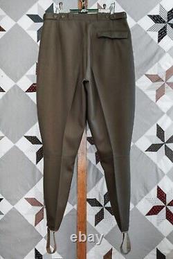 Vtg 60s Soviet Air Force Khaki Green Pilot Breeches with Azure Piping, Cinches W29