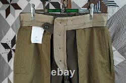 Vtg 60s Soviet Air Force Khaki Green Pilot Breeches with Azure Piping, Cinches W29