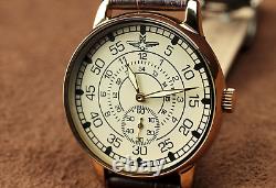 Watch Pobeda RUSSIAN Pilot Mechanical leather strap Men's Vintage MILITARY